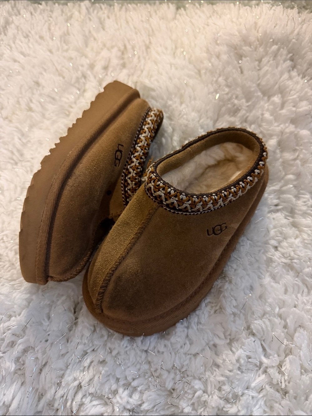 UGG Kids Chestnut Brown Suede Slip-On Slippers